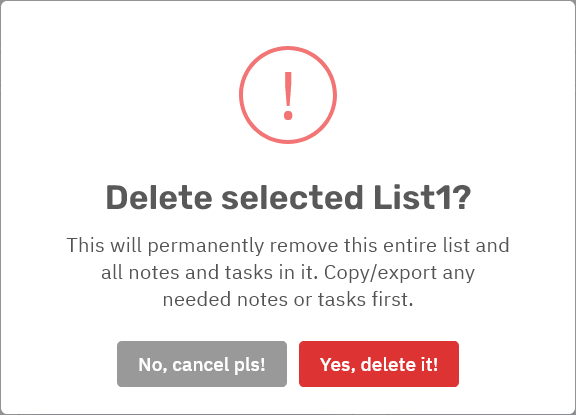 Storyfyre Notes & Tasks: List/Lane Remove