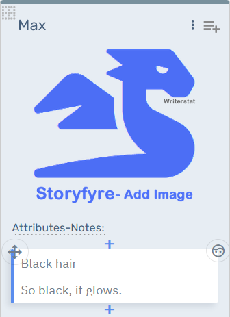 Storyfyre Characters: Character Attribute Hover