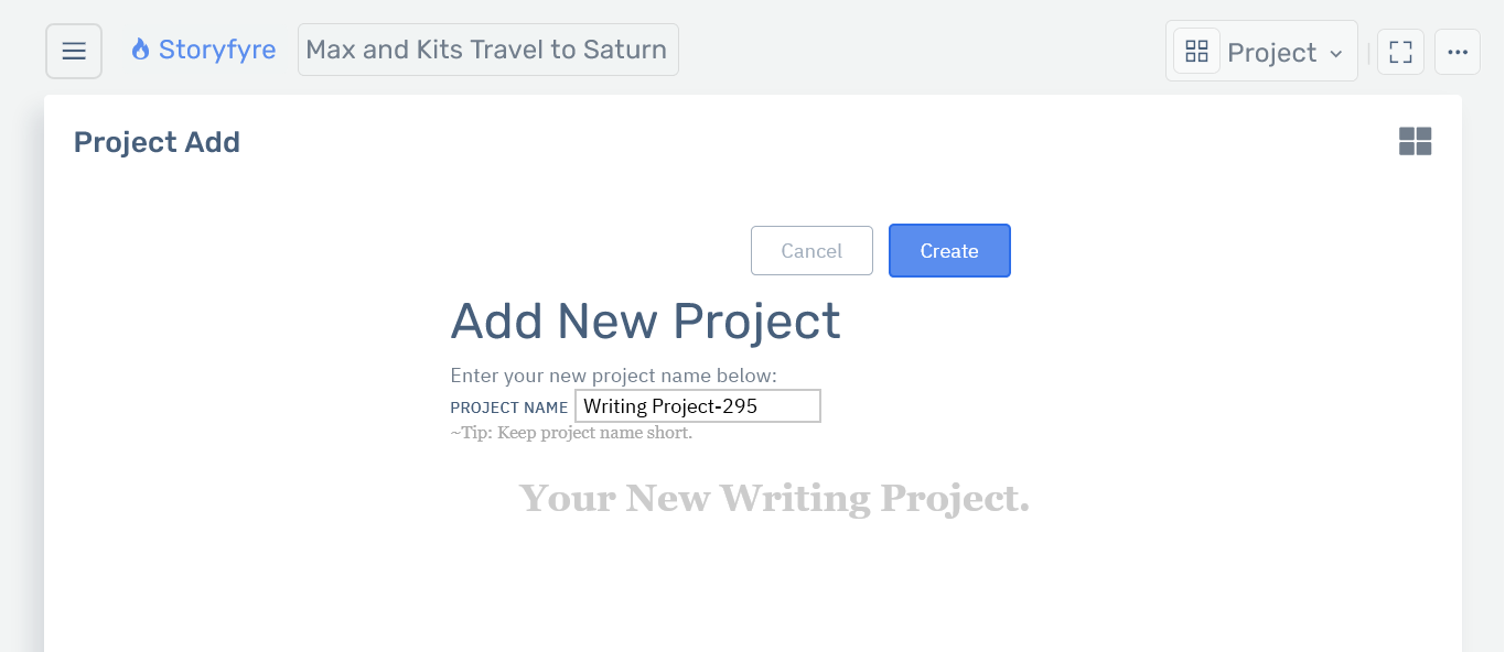 Storyfyre Project: Add Screen