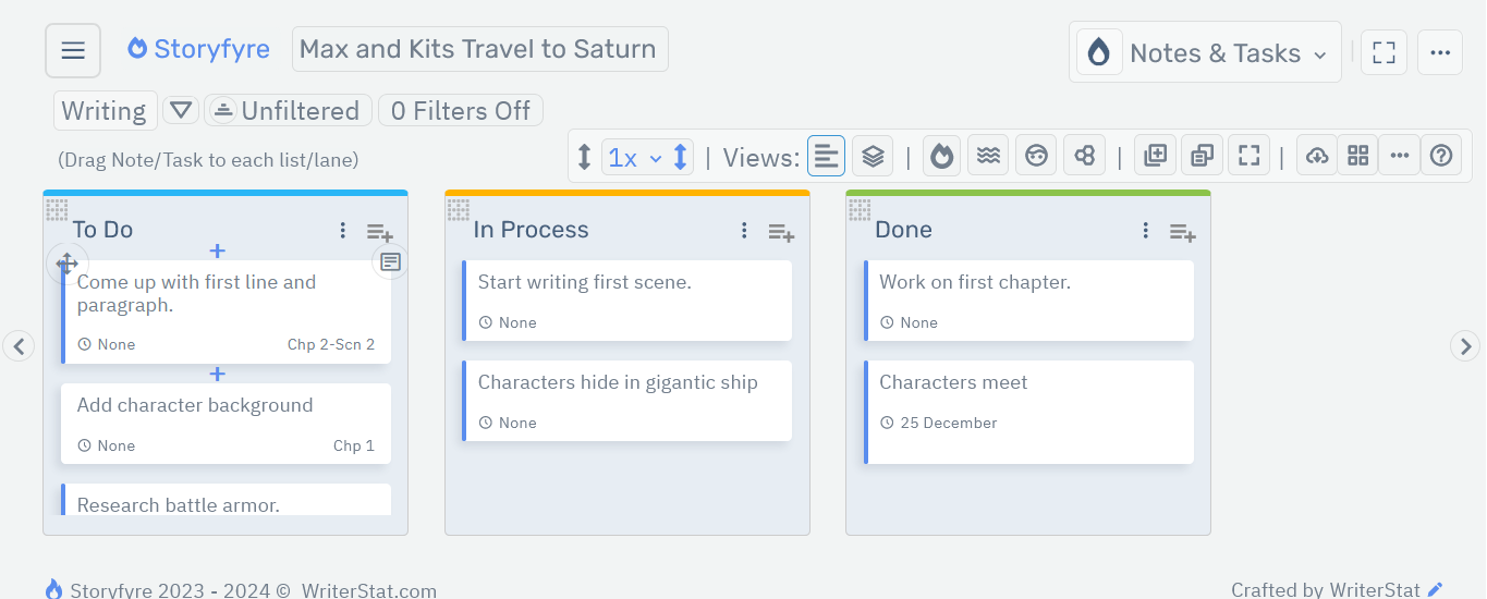 Storyfyre Notes & Tasks Note/Task/Text Hover