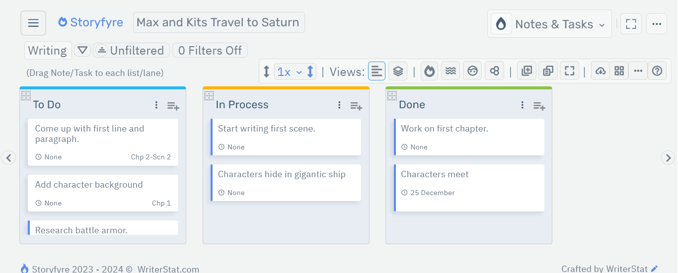 Storyfyre  Notes & Tasks