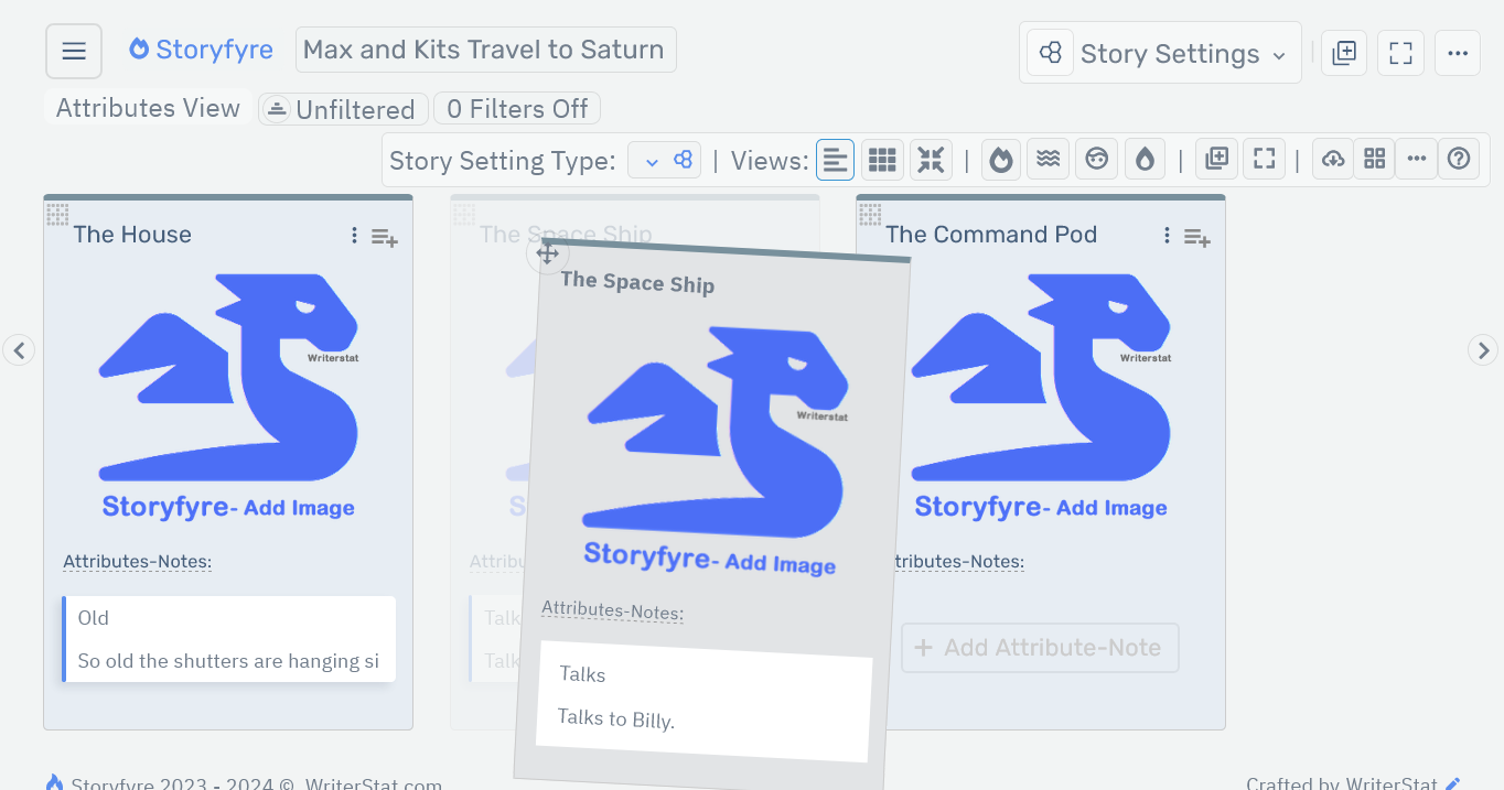 Storyfyre Story Settings: Story Setting Move/Drag